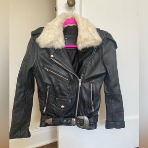Understated Motorcycle Jacket with Fur